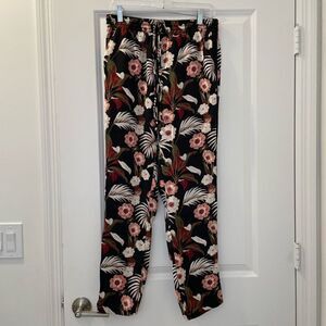 Maison Scotch Women's Miami Deco Black Floral Lightweight Pants Size 2